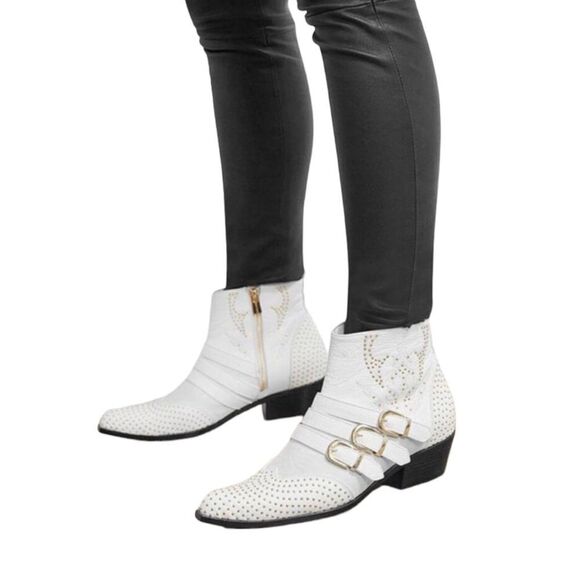 Anine Bing Penny Leather Ankle Boots Booties White NEW - Picture 4 of 16
